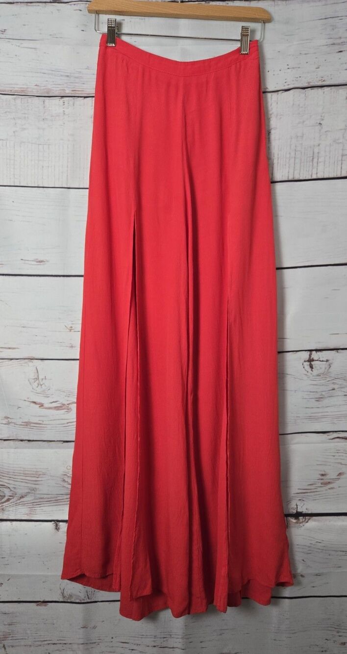 ASTR The Label Womens Pants Small Red Slit High Rise Wide Leg Flowy Resort Wear